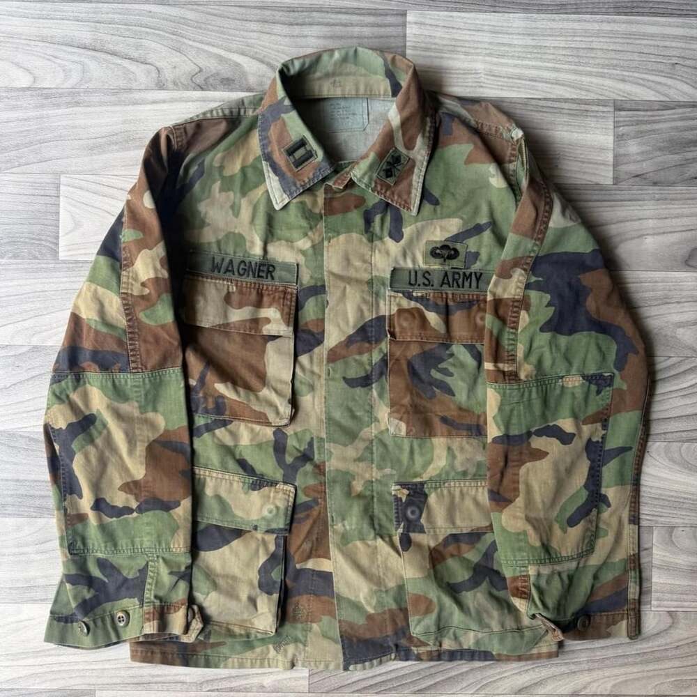 US Army Woodland Camouflage Field Jacket Small Wagner Name Tape